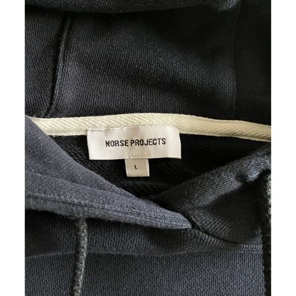 Norse Projects Cotton Vagn Classic Hoodie Navy Size Large - Picture 8 of 8